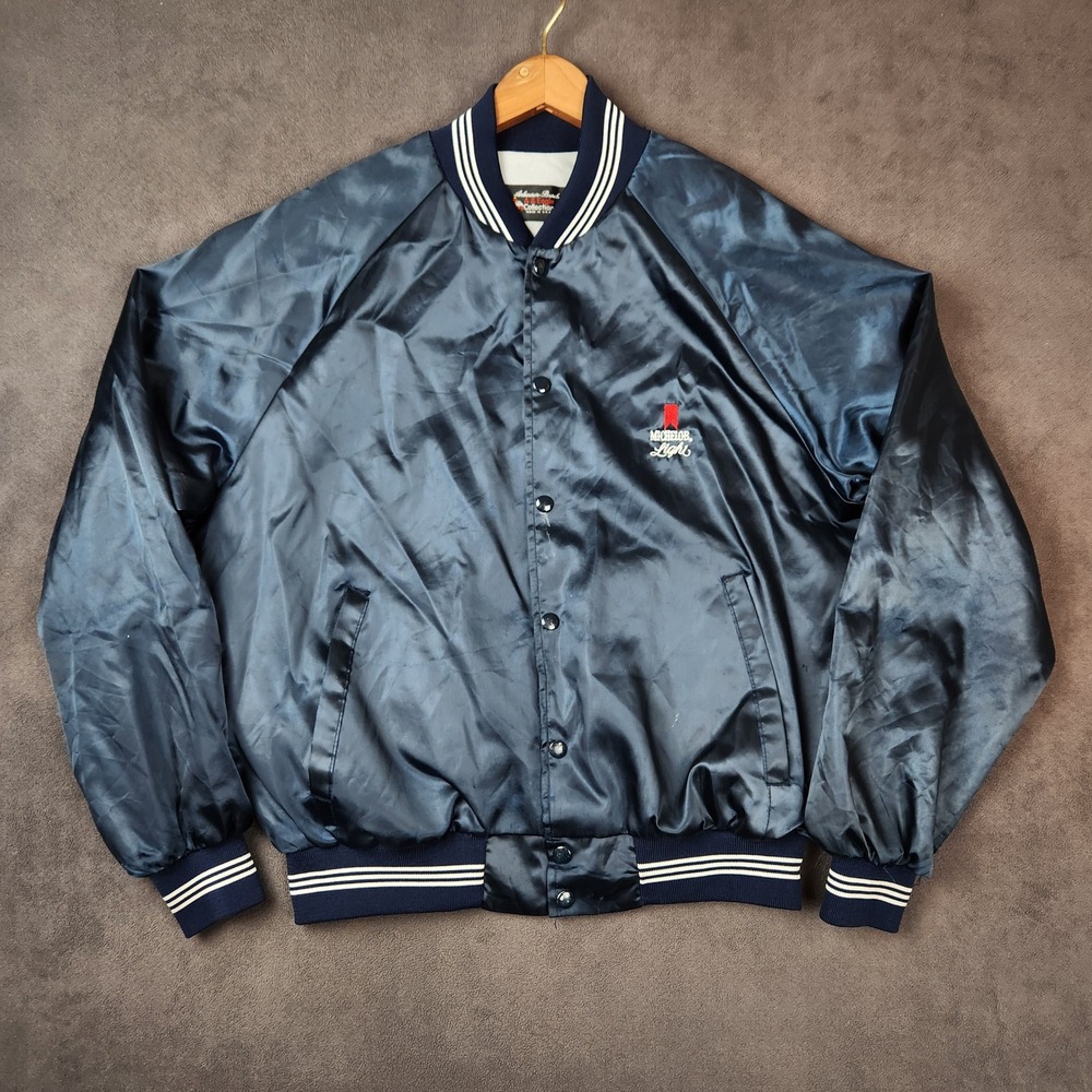 Vintage Michelob Light Satin Bomber Jacket Mens Large XL Anheuser Busch USA Made